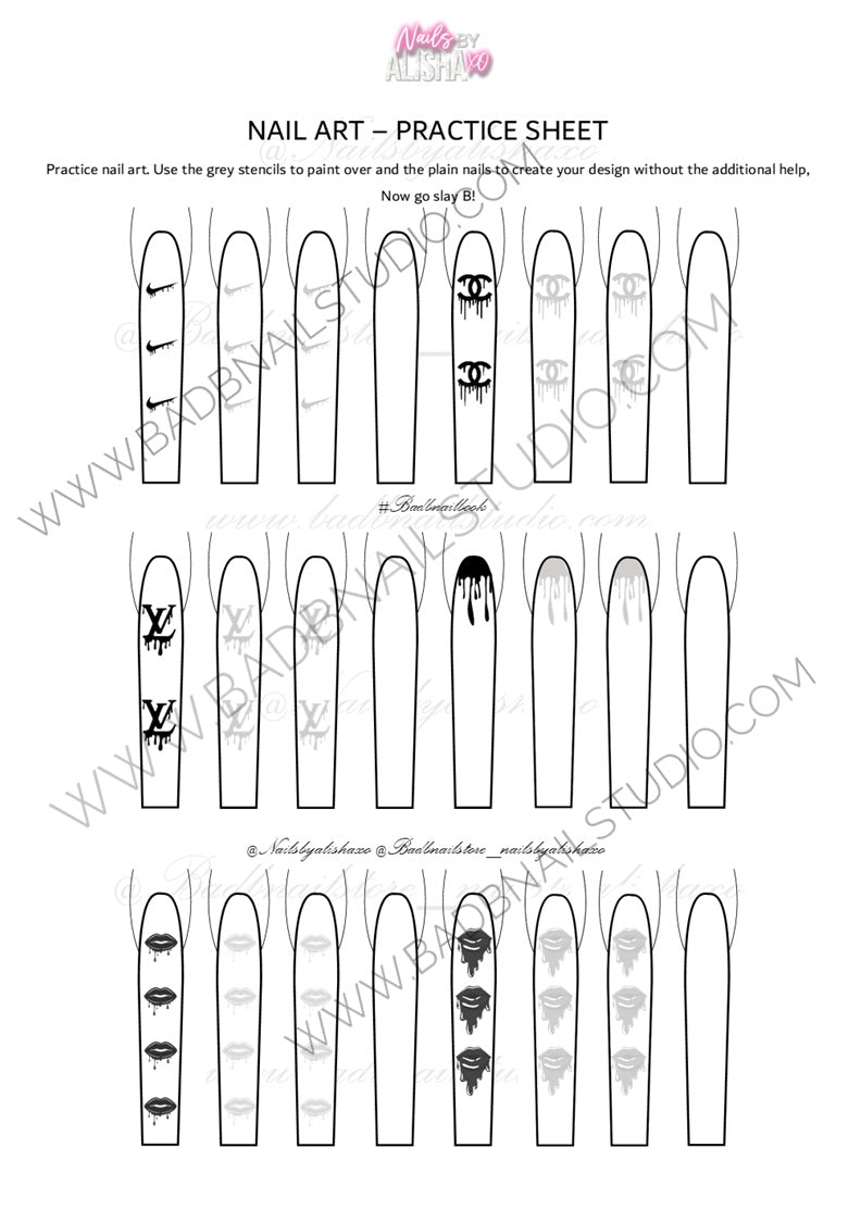 3 Nail Art Practice Sheets