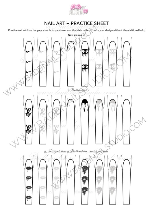 3 Nail Art Practice Sheets