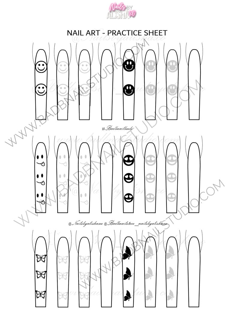 3 Nail Art Practice Sheets