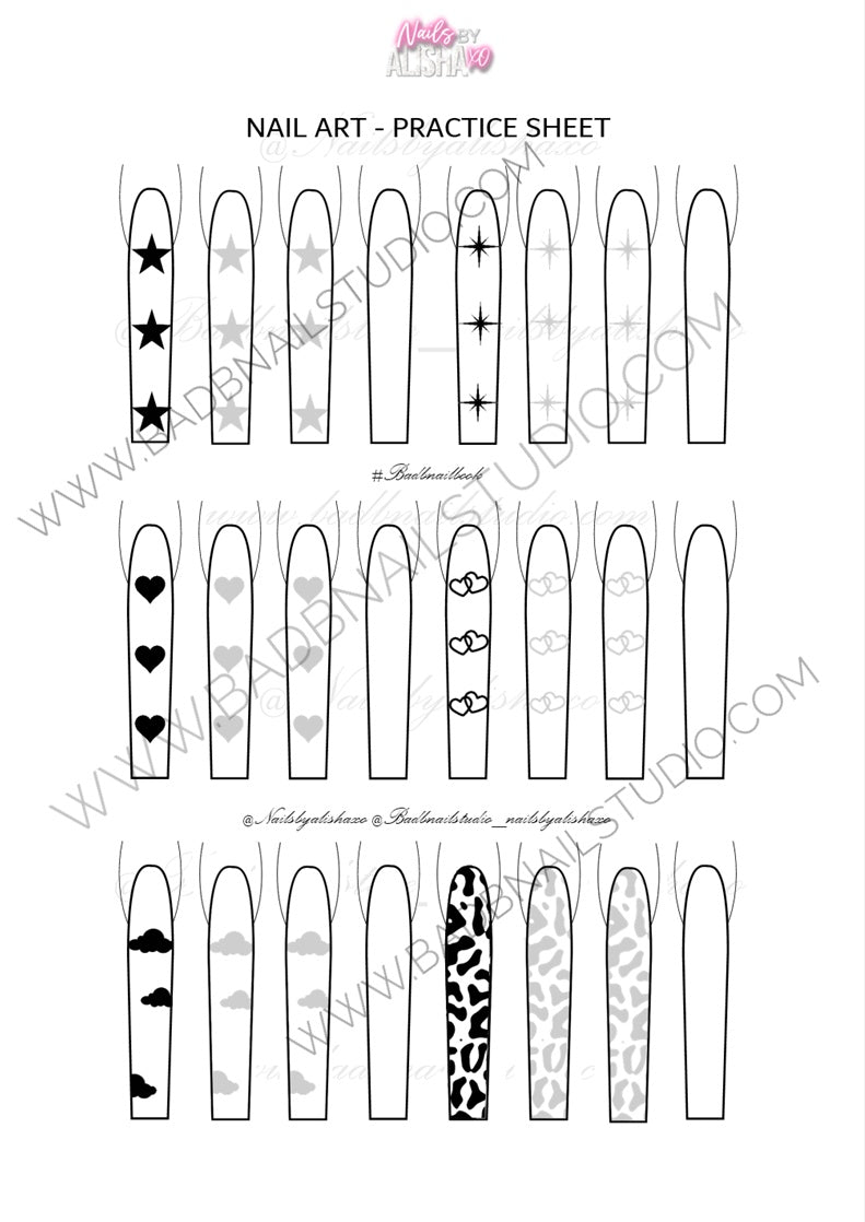 3 Nail Art Practice Sheets