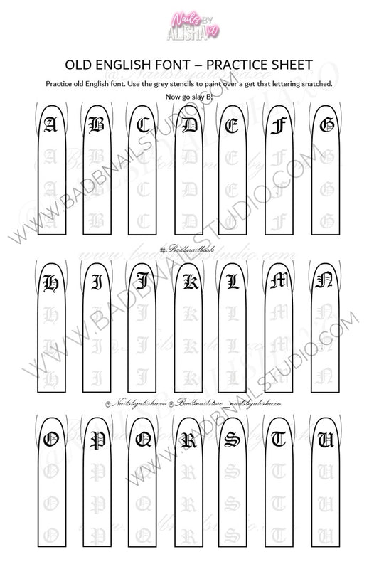 3 Old English Font Practice Sheet