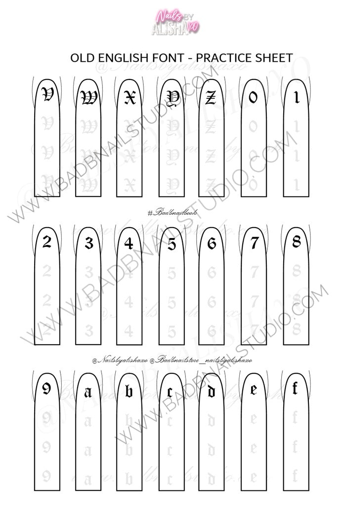 3 Old English Font Practice Sheet