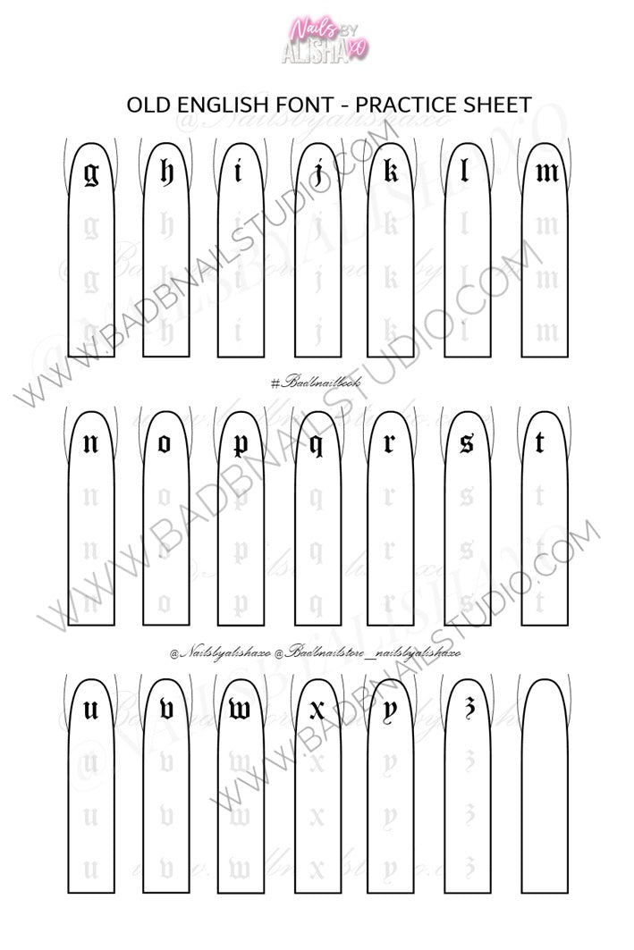 3 Old English Font Practice Sheet
