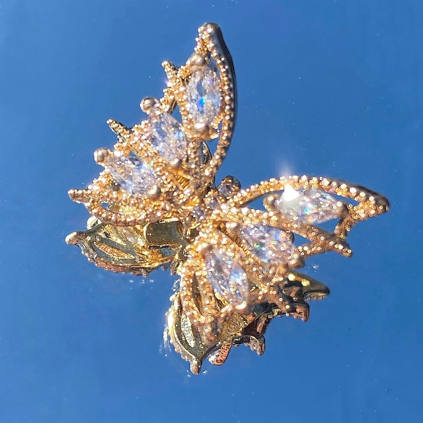 Gold Crystal Butterfly Nail Jewels
