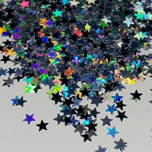 Silver Holo Stars - Glitter