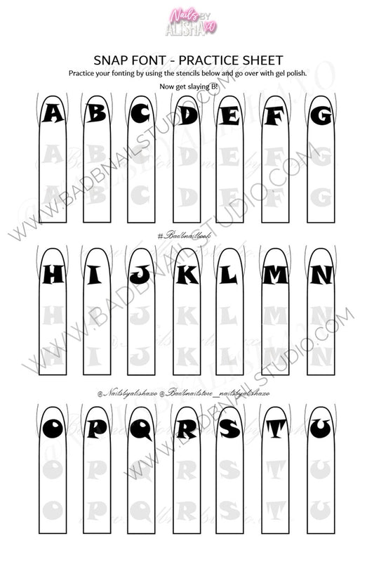 3 Snap Inc Font Practice Sheets