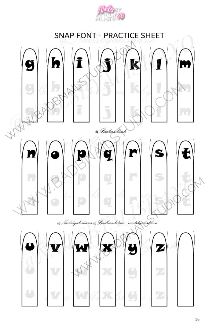 3 Snap Inc Font Practice Sheets