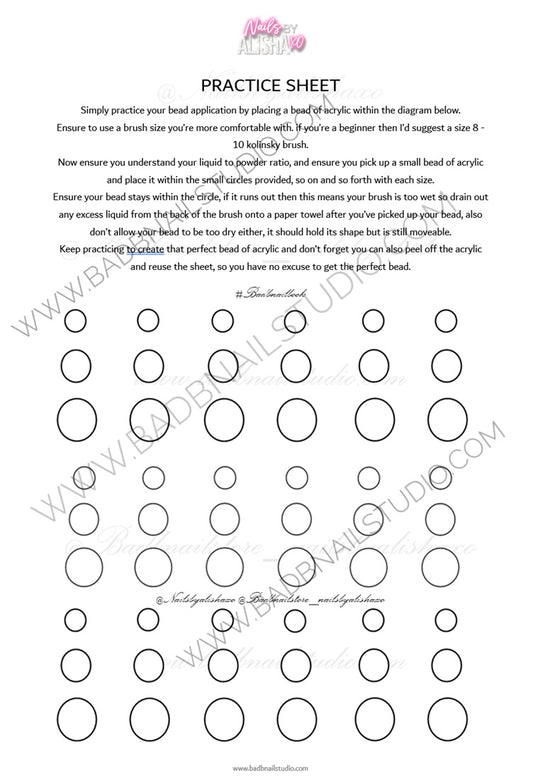 1 Bead Application Practice Sheet